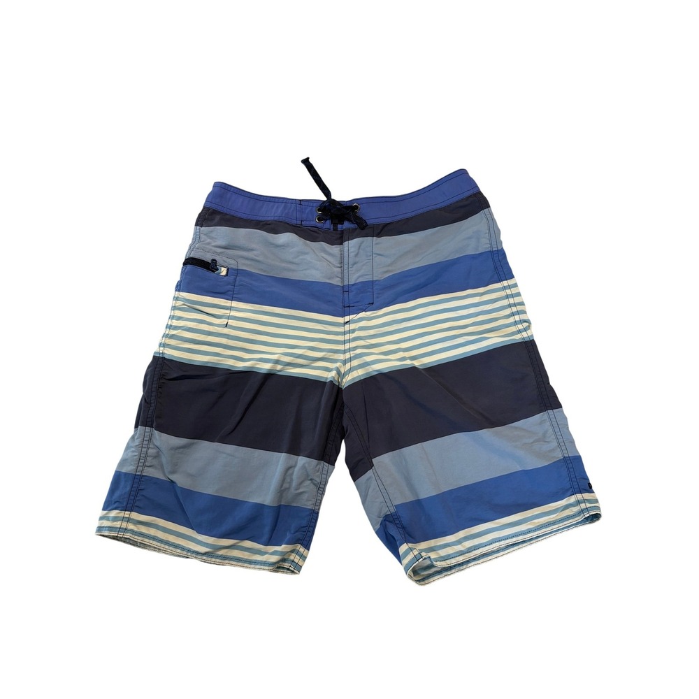 Patagonia Boys Size‎ 18 or XS Mens Blue Striped Board Shorts Coastal Surf Beach
